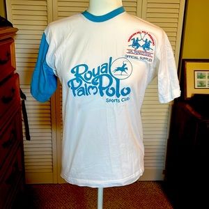 La Martina - White and Turquoise T-Shirt with Royal Palm Polo Emblem.Ladies XS
